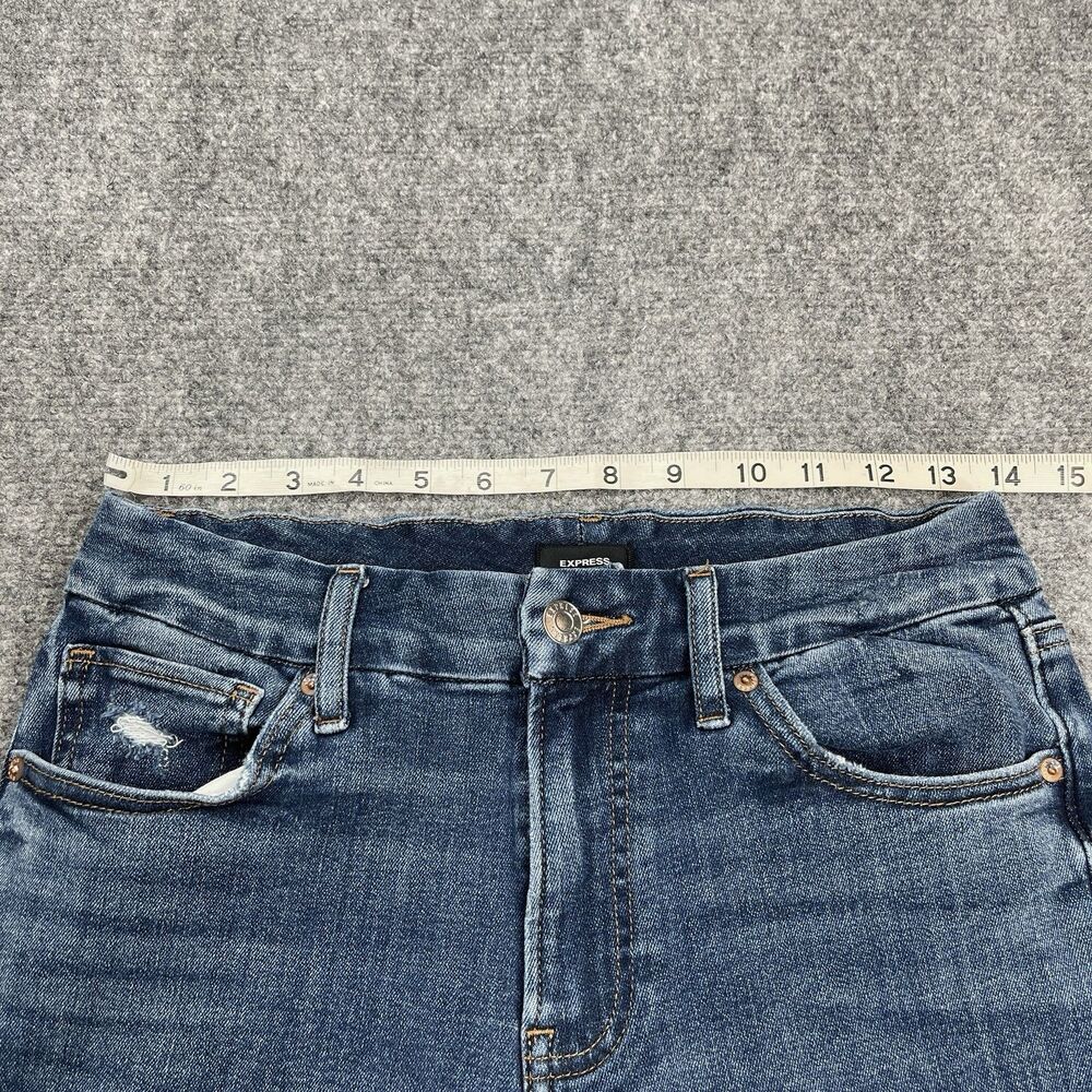 Express Jeans Womens Medium 27X32 Mid Rise 70s Flare Ultra Hyper Stretch - Picture 7 of 11